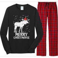 Santa Merry Christmoose Funny Christmas Moose Pajama Long Sleeve Pajama Set