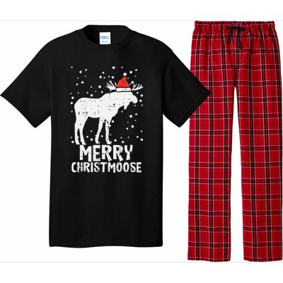 Santa Merry Christmoose Funny Christmas Moose Pajama Pajama Set