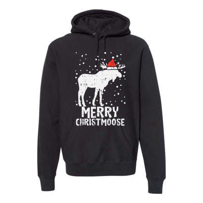 Santa Merry Christmoose Funny Christmas Moose Pajama Premium Hoodie