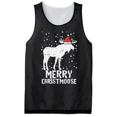 Santa Merry Christmoose Funny Christmas Moose Pajama Mesh Reversible Basketball Jersey Tank