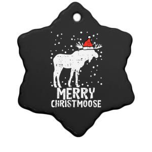 Santa Merry Christmoose Funny Christmas Moose Pajama Ceramic Star Ornament