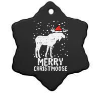 Santa Merry Christmoose Funny Christmas Moose Pajama Ceramic Star Ornament