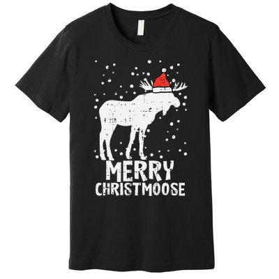 Santa Merry Christmoose Funny Christmas Moose Pajama Premium T-Shirt