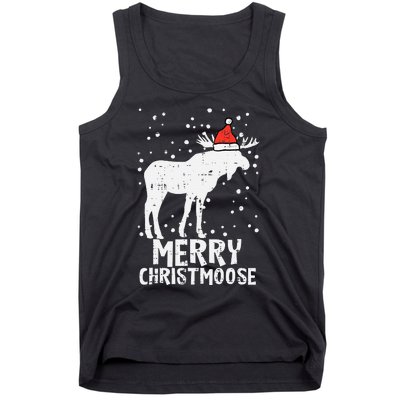 Santa Merry Christmoose Funny Christmas Moose Pajama Tank Top