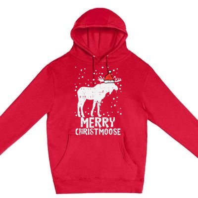 Santa Merry Christmoose Funny Christmas Moose Pajama Premium Pullover Hoodie