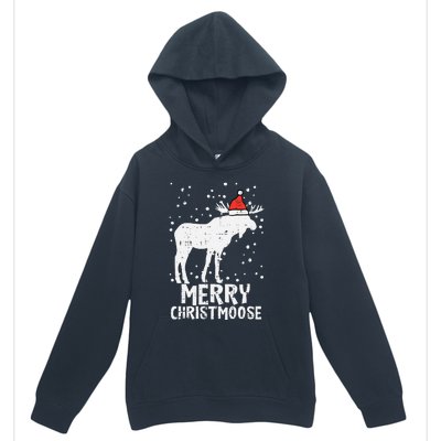 Santa Merry Christmoose Funny Christmas Moose Pajama Urban Pullover Hoodie