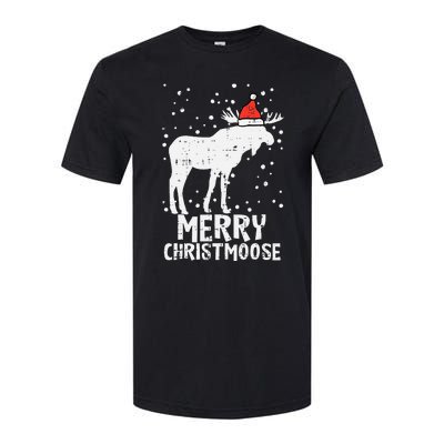 Santa Merry Christmoose Funny Christmas Moose Pajama Softstyle CVC T-Shirt