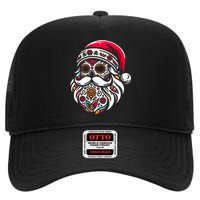 Santa Mexico Calavera Christmas High Crown Mesh Back Trucker Hat