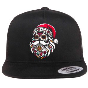 Santa Mexico Calavera Christmas Flat Bill Trucker Hat