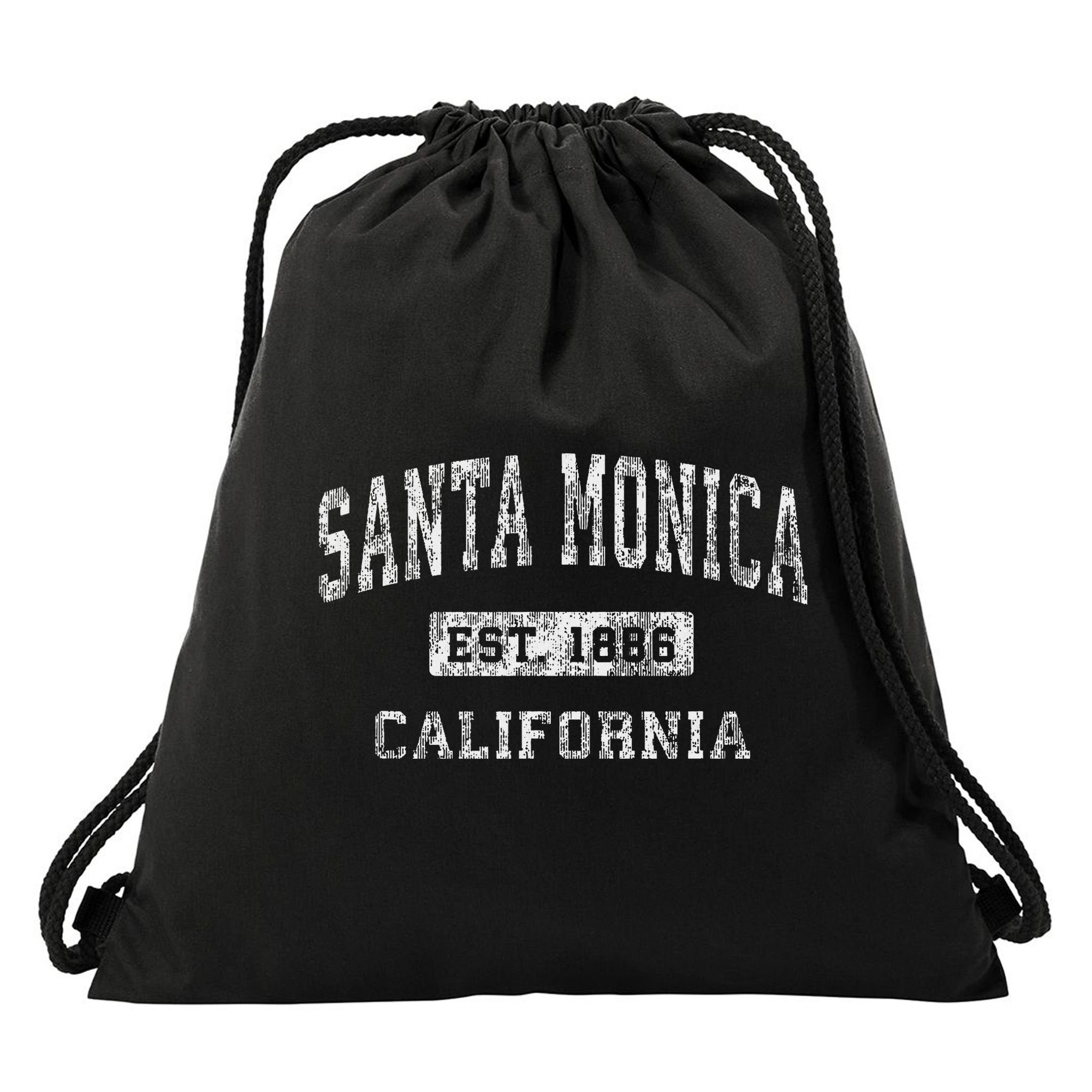 Santa Monica California Ca Vintage Established Sports Design Drawstring Bag