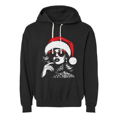 Stylish Mrs Claus Merry Christmas Xmas Vintage Women Garment-Dyed Fleece Hoodie