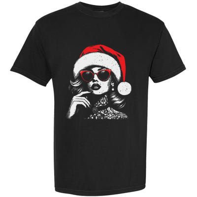 Stylish Mrs Claus Merry Christmas Xmas Vintage Women Garment-Dyed Heavyweight T-Shirt