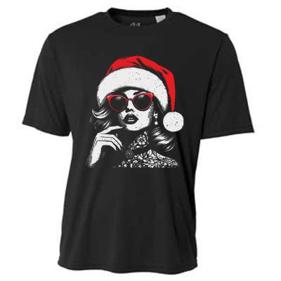 Stylish Mrs Claus Merry Christmas Xmas Vintage Women Cooling Performance Crew T-Shirt