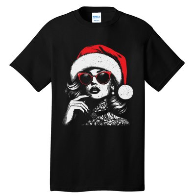 Stylish Mrs Claus Merry Christmas Xmas Vintage Women Tall T-Shirt