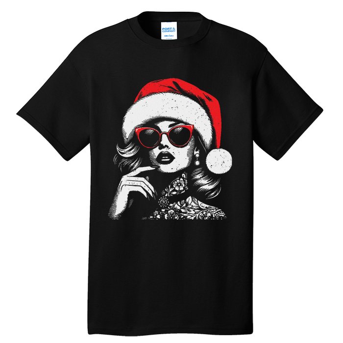 Stylish Mrs Claus Merry Christmas Xmas Vintage Women Tall T-Shirt