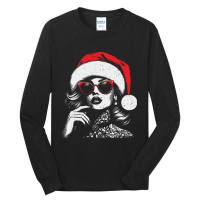 Stylish Mrs Claus Merry Christmas Xmas Vintage Women Tall Long Sleeve T-Shirt