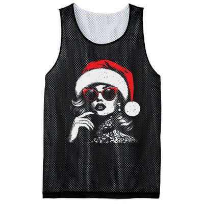 Stylish Mrs Claus Merry Christmas Xmas Vintage Women Mesh Reversible Basketball Jersey Tank