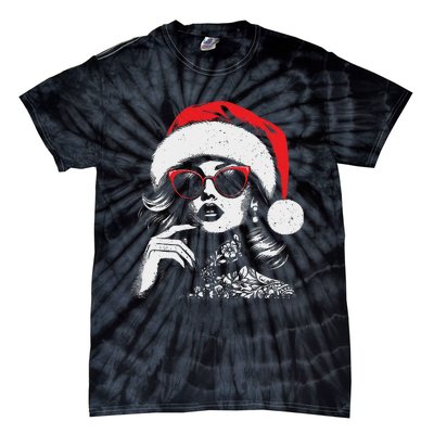 Stylish Mrs Claus Merry Christmas Xmas Vintage Women Tie-Dye T-Shirt