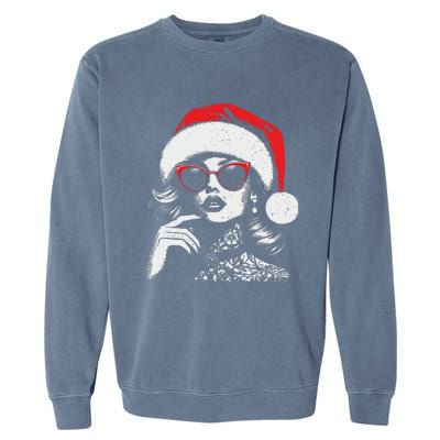 Stylish Mrs Claus Merry Christmas Xmas Vintage Women Garment-Dyed Sweatshirt