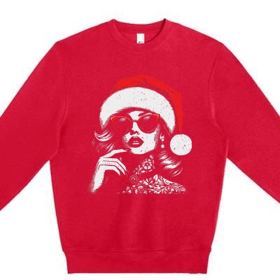 Stylish Mrs Claus Merry Christmas Xmas Vintage Women Premium Crewneck Sweatshirt