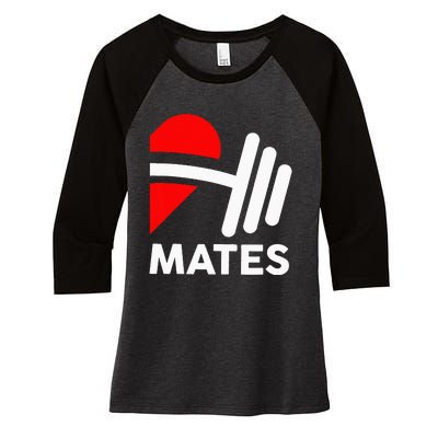 Swole Mates Couples Matching Couples Workout Gym Partner Women's Tri-Blend 3/4-Sleeve Raglan Shirt