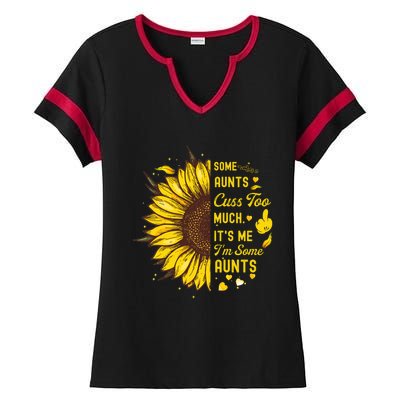 Some Moms Cuss Too Much Its Me Im Some Moms Sunflower Gift Ladies Halftime Notch Neck Tee