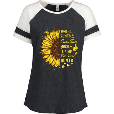 Some Moms Cuss Too Much Its Me Im Some Moms Sunflower Gift Enza Ladies Jersey Colorblock Tee