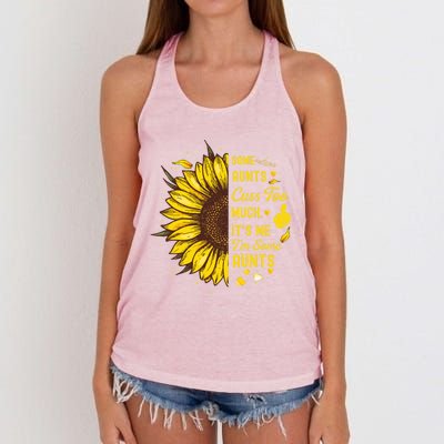 Some Moms Cuss Too Much Its Me Im Some Moms Sunflower Gift Women's Knotted Racerback Tank