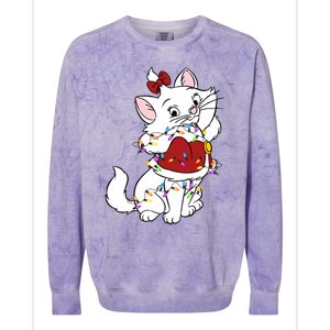 Santa Marie Cat Christmas Lights Marie Christmas Colorblast Crewneck Sweatshirt