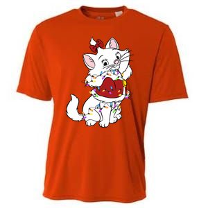 Santa Marie Cat Christmas Lights Marie Christmas Cooling Performance Crew T-Shirt