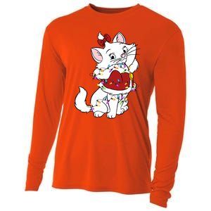 Santa Marie Cat Christmas Lights Marie Christmas Cooling Performance Long Sleeve Crew