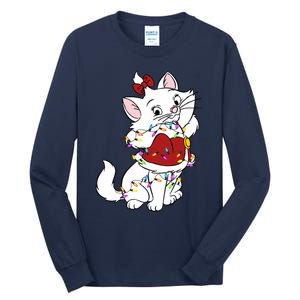 Santa Marie Cat Christmas Lights Marie Christmas Tall Long Sleeve T-Shirt