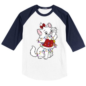 Santa Marie Cat Christmas Lights Marie Christmas Baseball Sleeve Shirt