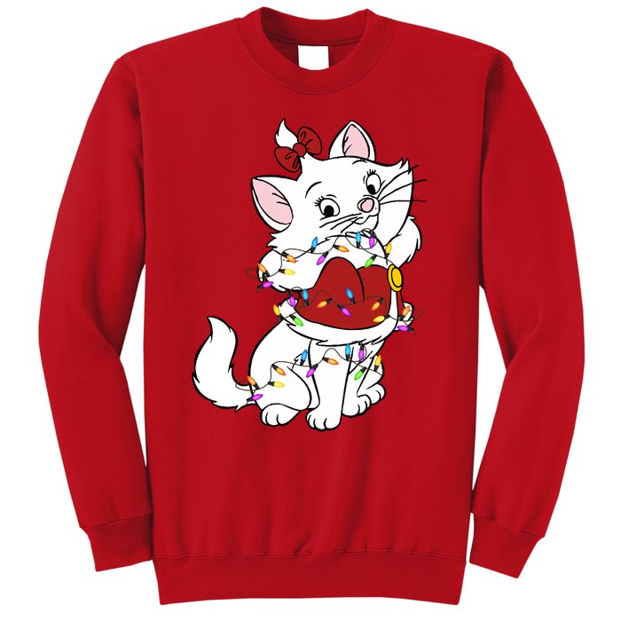 Santa Marie Cat Christmas Lights Marie Christmas Sweatshirt