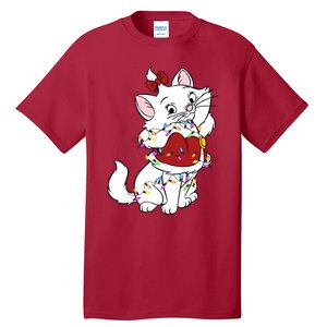 Santa Marie Cat Christmas Lights Marie Christmas Tall T-Shirt