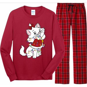 Santa Marie Cat Christmas Lights Marie Christmas Long Sleeve Pajama Set