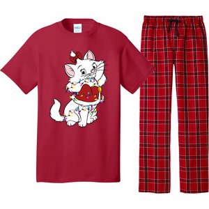 Santa Marie Cat Christmas Lights Marie Christmas Pajama Set