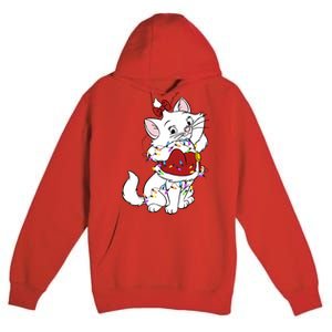 Santa Marie Cat Christmas Lights Marie Christmas Premium Pullover Hoodie