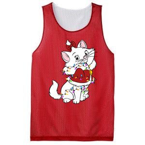 Santa Marie Cat Christmas Lights Marie Christmas Mesh Reversible Basketball Jersey Tank