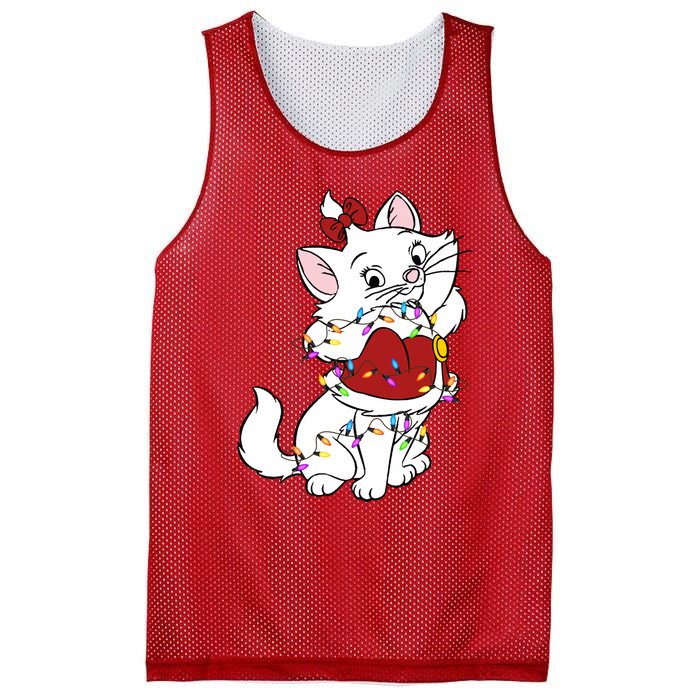 Santa Marie Cat Christmas Lights Marie Christmas Mesh Reversible Basketball Jersey Tank