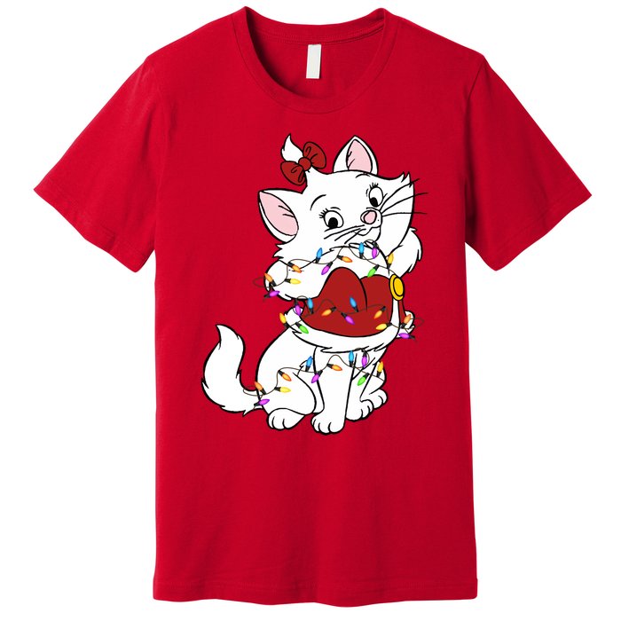 Santa Marie Cat Christmas Lights Marie Christmas Premium T-Shirt