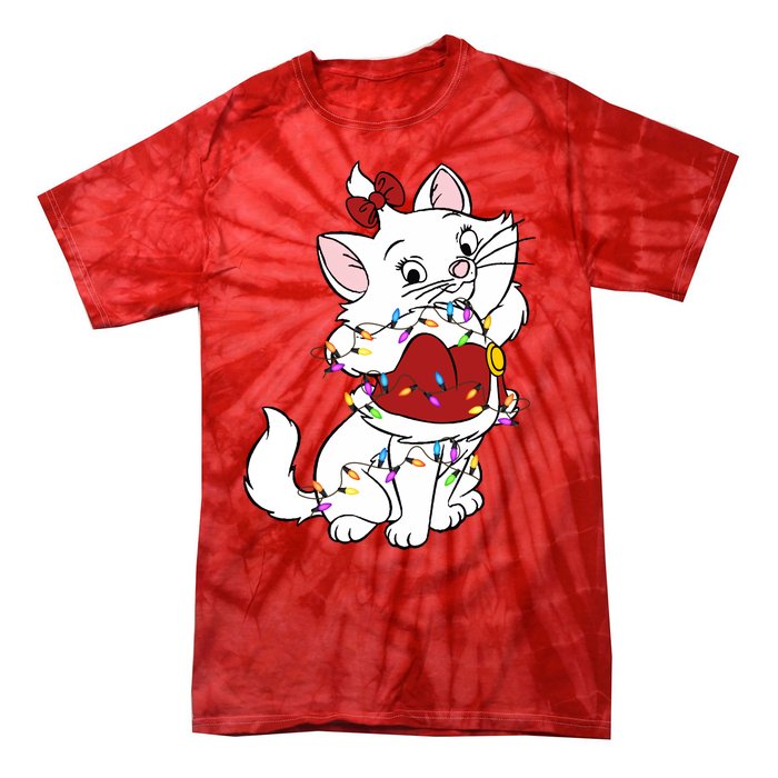 Santa Marie Cat Christmas Lights Marie Christmas Tie-Dye T-Shirt