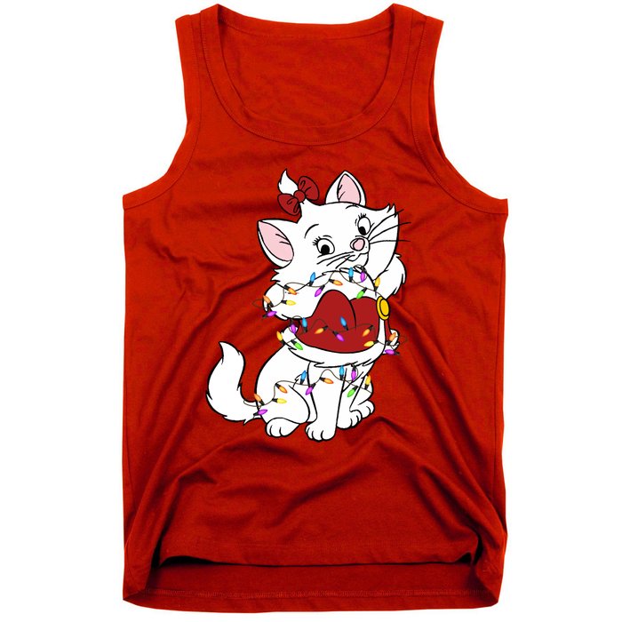 Santa Marie Cat Christmas Lights Marie Christmas Tank Top