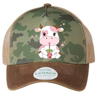 Strawberry Milk Cute Kawaii Aesthetic Pink Cow Print Gift Legacy Tie Dye Trucker Hat