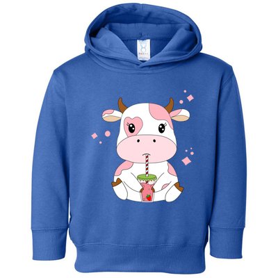 Strawberry Milk Cute Kawaii Aesthetic Pink Cow Print Gift Toddler Hoodie