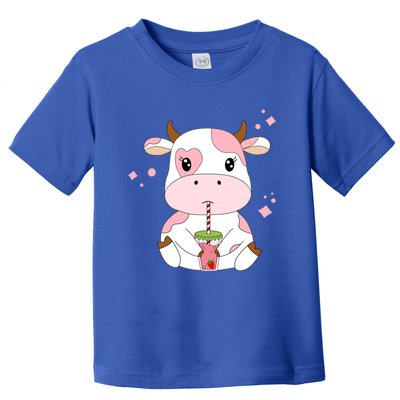 Strawberry Milk Cute Kawaii Aesthetic Pink Cow Print Gift Toddler T-Shirt