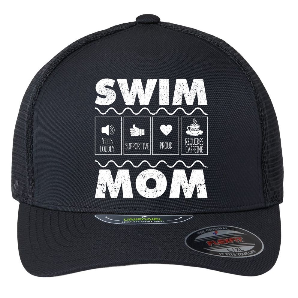 Swim Mom Contents Funny Swimming Mum Swimmer MotherS Day Great Gift Flexfit Unipanel Trucker Cap