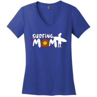 Surfing Mom Cute Surfing Cute Gift Women's V-Neck T-Shirt