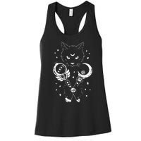 Sailor Meow Cute Moon Cat Space Magic Gothic Halloween Women's Racerback Tank