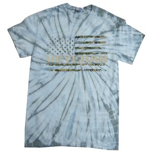 Soldier Military Camo Veteran American Flag Tie-Dye T-Shirt